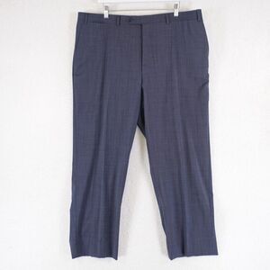 Canali Wool Blue Nailshead Check Flat Front Dress Pants 38/28 Mid Rise Lined Par